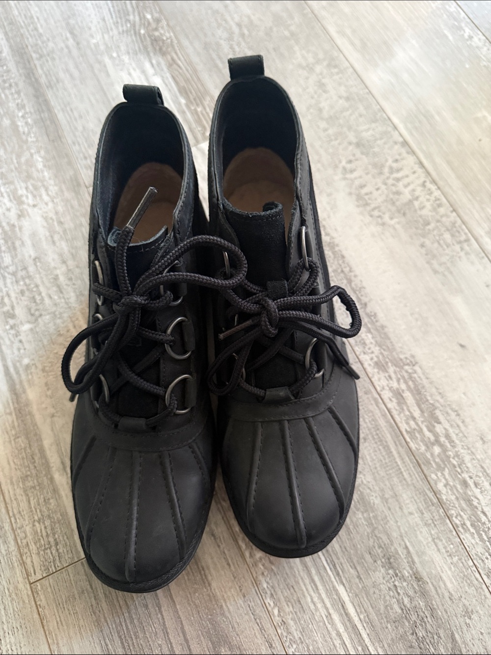 UGG Black Lace-Up Duck Boots